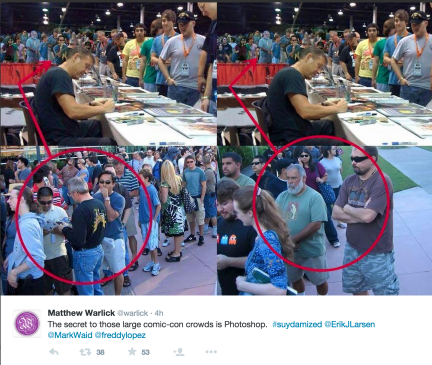 Suydam being shown to manipulate the photos he posts online to make his lines appear longer.